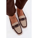 Dámske mokasíny Loafersy H8-515 hnedo-bežové - Evelora