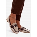 Dámske mokasíny Loafersy H8-515 hnedo-bežové - Evelora