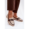 Dámske mokasíny Loafersy H8-515 hnedo-bežové - Evelora