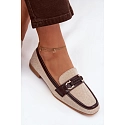 Dámske mokasíny Loafersy H8-515 hnedo-bežové - Evelora