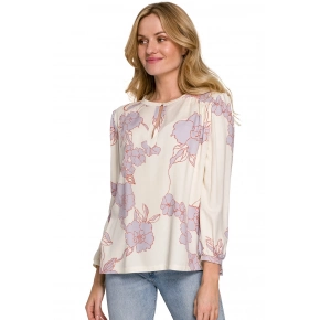 Dámska blúzka K099 Ecru s fialkovou - Makover