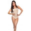 Dámske sexy body s háčkovanými ramienkami a kamienkami 9172 Béžová s čiernou - KouCla
