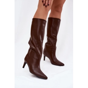 Dámské kozačky na podpatku CLS-573 Vínová - Joalice Paris Dámské kozačky na podpatku CLS-573 Vínová - Joalice Paris