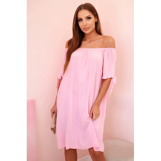 Dámske viskózové šaty 81785 cukrovo ružové - Kesi