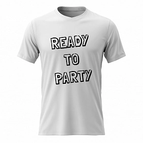 Dámské bavlněné tričko s potiskem - READY TO PARTY - bílé