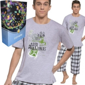 Junior chlapčenské 3/4 pyžamo Amatonas 554/15 šedo-zelená - Cornette Junior chlapčenské 3/4 pyžamo Amatonas 554/15 šedo-zelená - Cornette