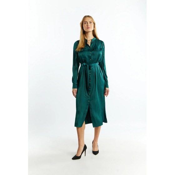 Dámske saténové šaty Bottle 1210-009 zelené - Monnari