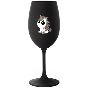 DÚHOVÝ JEDNOROŽEC - čierna pohár na víno 350 ml