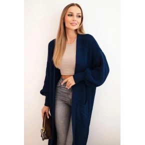 Dlhý kardigan 34855 sveter tmavomodrý - Kesi