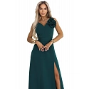 Dámske maxi šaty 669-1 fľaškovo zelené - Numoco