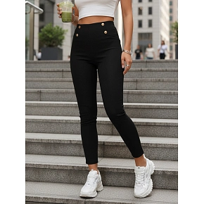Legginsy damskie z wysokim stanem czarne FashionStreet UY2849