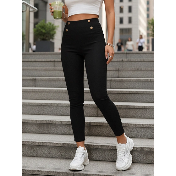 Legginsy damskie z wysokim stanem czarne FashionStreet UY2849