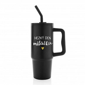 HEZKÝ DEN MILÁČKU - černý cestovní termohrnek 900 ml