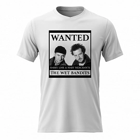 Pánské bavlněné tričko s potiskem - WANTED - bílé