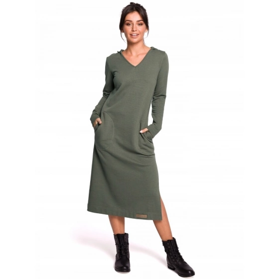 Dámske šaty B128 Khaki tmavo zelená - BEwear