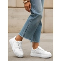 Sneakersy damskie skórzane na grubej platformie białe FashionStreet ZY1394