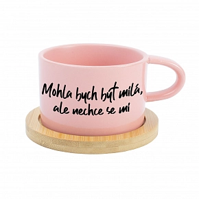 MOHLA BY SOM BYŤ MILÁ, ALE NECHCE SA MI - ružový hrnček makronka 200 ml