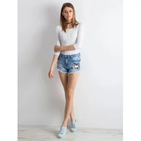 Dámske riflové kraťasy s nášivkami 4D551 - FPrice