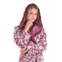 Dámsky župan Flora s kapucňou krátky 4856 4803 vínový - Vestis