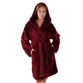 Dámsky župan Lilly extra s kapucňou 3/4 3320 3651 Vínová - Vestis