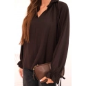 Dámska blúza z viskózy tmavo hnedá - FPrice