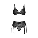 Dámsky zvodný komplet Deina More 3-PCS Set čierny - Obsessive