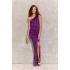 Dámske spoločenské šaty SUK0274 tmavo fialová ligot - Roco Fashion