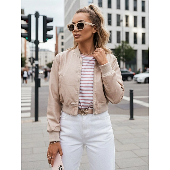 Kurtka damska skórzana bomberka SANTOL beżowa FashionStreet TY4339