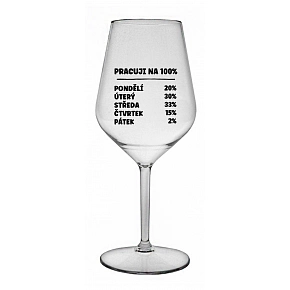 PRACUJI NA 100% - čirá nerozbitná sklenice na víno 470 ml