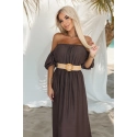 Maxi šaty v boho štýle 614-1 čokoládové - Numoco