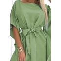 Dámske šaty so zaväzovaním v páse SOFIA 287-27 Olivová - Numoco