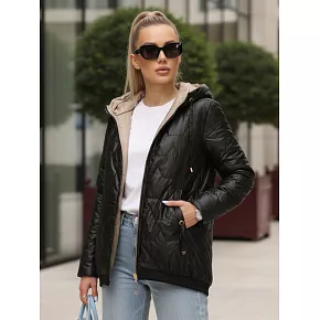 Kurtka damska pikowana z kapturem czarna FashionStreet TY5546 Kurtka damska pikowana z kapturem czarna FashionStreet TY5546