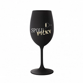 SPOLUPIČKY - černá sklenice na víno 350 ml