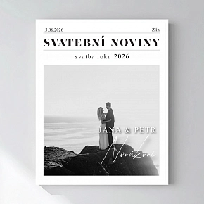 Personalizovaný magický fotoobraz v rámu - 40x50 - svatební noviny Personalizovaný magický fotoobraz v rámu - 40x50 - svatební noviny