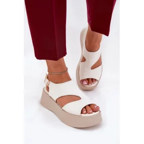 Dámske sandále na platforme 5227 Ecru s béžovou - Ideal shoes
