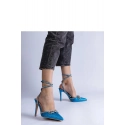 Dámské lodičky na jehlové podpatku H2810 Světle modrá třpyt - BELLAMICA Shoes