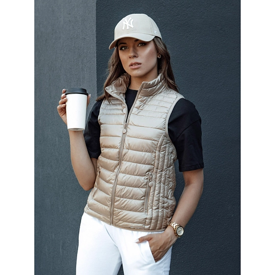 Kamizelka pikowana damska ze stójką STYLISHZ kamelowa FashionStreet TY4439