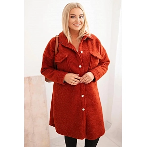Dámsky kabát Plus Size s vlnou ART0286 rudy - Kesi