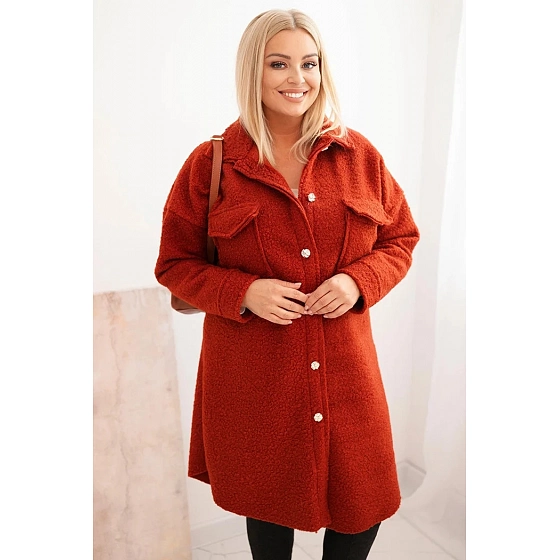 Dámsky kabát Plus Size s vlnou ART0286 rudy - Kesi