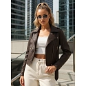 Kurtka damska ramoneska z ekoskóry na zamek brązowa FashionStreet TY5647
