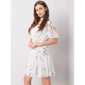 Dámske kvetované šaty LK SK 508129.05X Biela s olivovou - Lakerta Dámske kvetované šaty LK SK 508129.05X Biela s olivovou - Lakerta