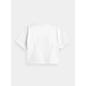 Dámsky crop top s potlačou H4Z21-TSD029 10S Biela s čiernou - 4F