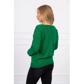 Sveter S202-15 s výstrihom do V zelený - Kesi