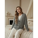 Sweter damski rozpinany KNITVIA jasnoszary FashionStreet MY2401