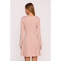 Šaty s obrátenými záhybmi M872 béžové - MOE
