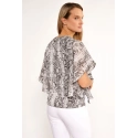 Dámska blúzka s volánom na rukávoch BLU2020-M19 sivá so vzorom - Monnari