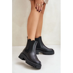 Kožené členkové topánky OO274A386 čierne - Big Star
