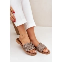 Dámske šľapky na plochom podpätku 40381 Taupe - Zazoo
