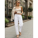 Jeansy damskie baggy z paskiem białe FashionStreet UY2930