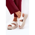Dámske sandále na platforme 5227 Ecru s béžovou - Ideal shoes